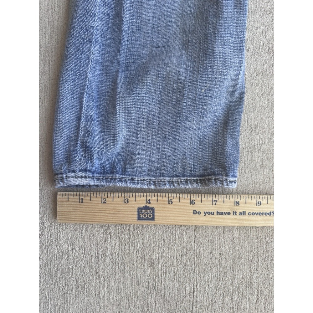 BKE Jake Bootleg Jeans Mens 30x32 Light Wash Blue Very Distressed Stained Denim - Picture 4 of 12